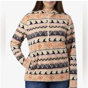 O'Neill women Large fleece pullover soft zip up hoodie sweatshirt Aztec print